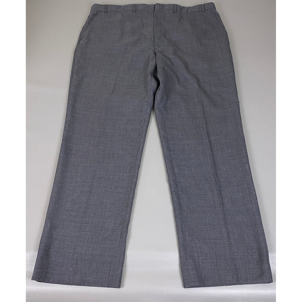 Towncraft Wool Dress Pants Men's Size 44x34 Gray Worsted Wool Blend Flat Front *